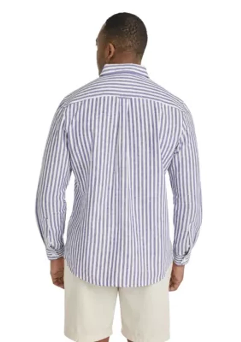 Big & Tall Johnny Bigg Holiday Stripe Linen Shirt
