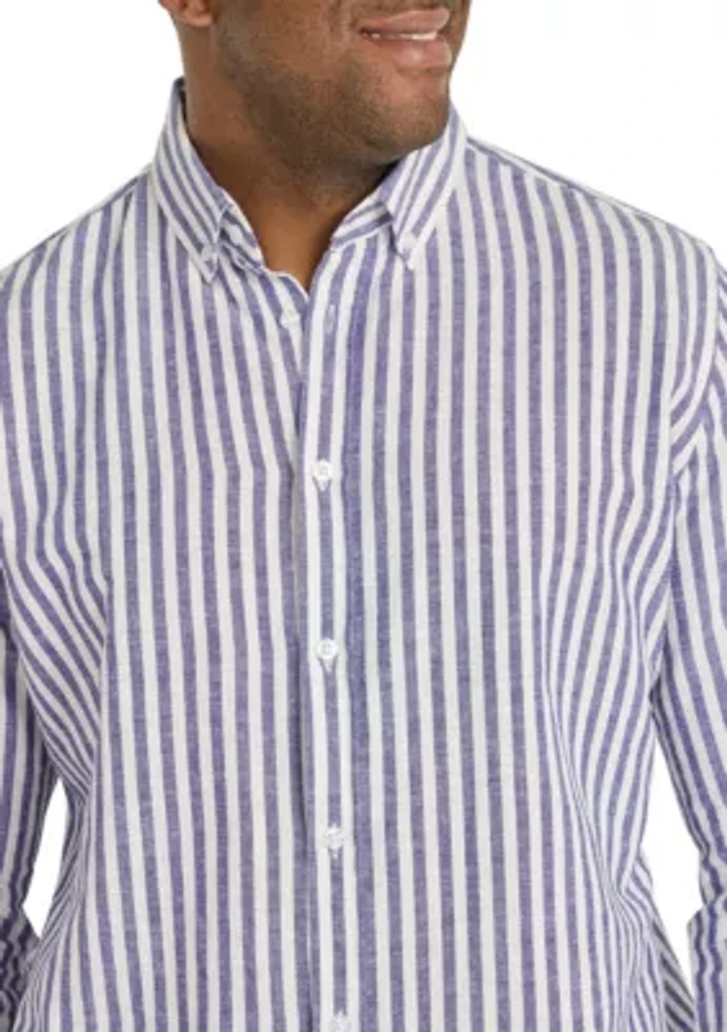 Big & Tall Johnny Bigg Holiday Stripe Linen Shirt