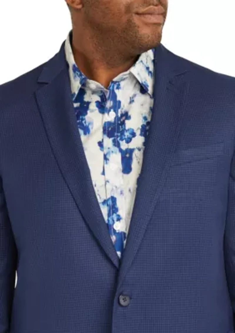 Big & Tall Bates Mini Check Suit Jacket