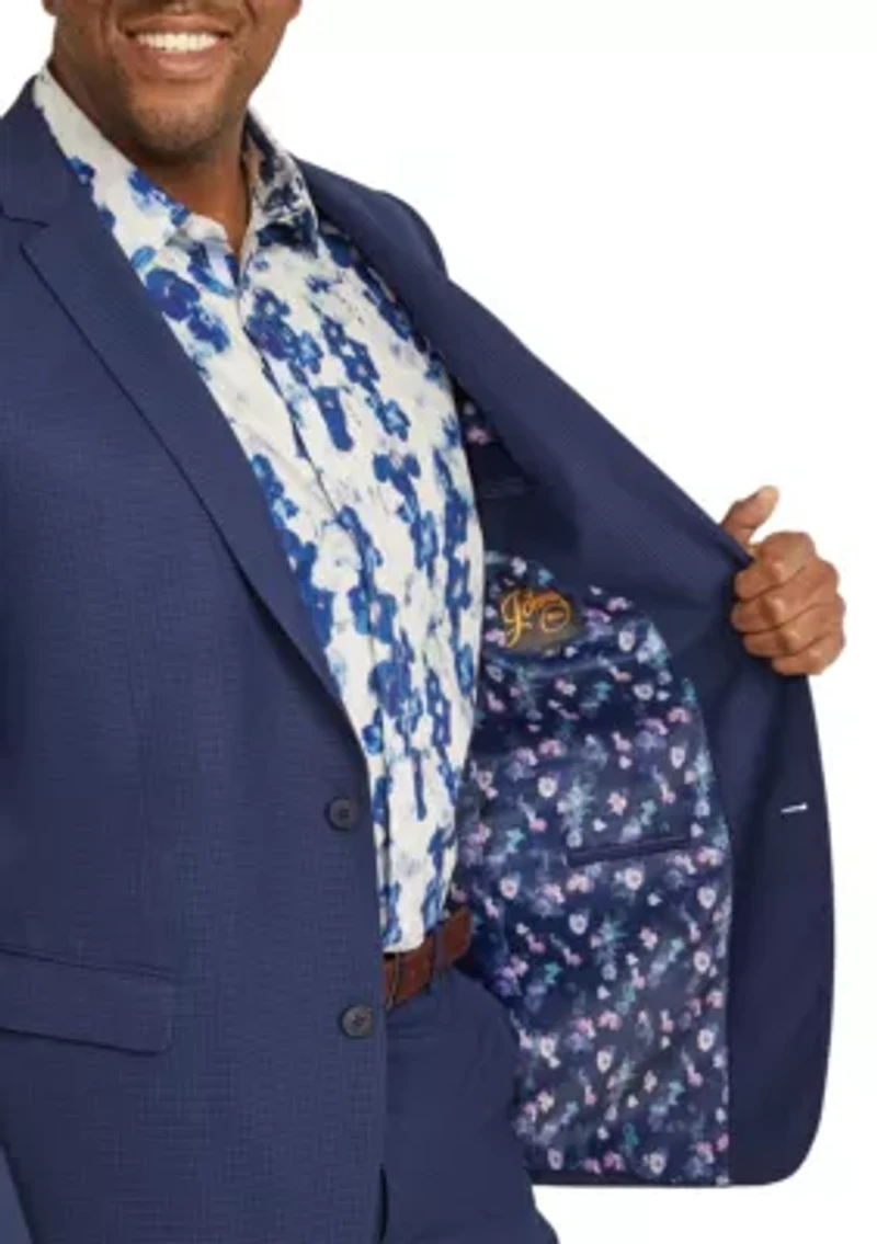 Big & Tall Bates Mini Check Suit Jacket