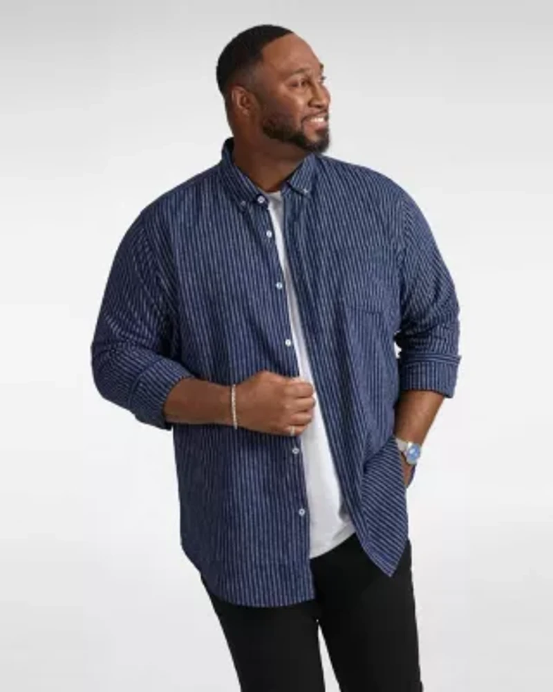 Big & Tall Capri Stripe Linen Blend Shirt
