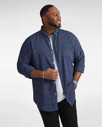 Big & Tall Capri Stripe Linen Blend Shirt