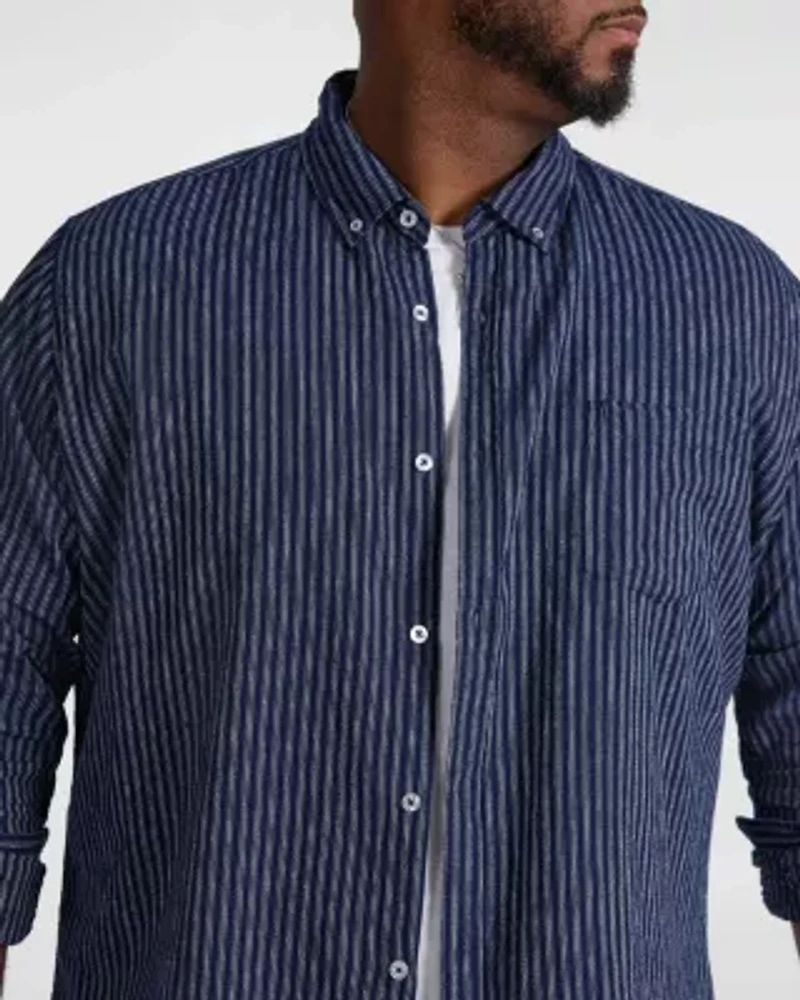 Big & Tall Capri Stripe Linen Blend Shirt