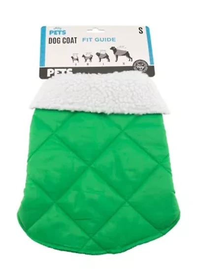 Quilted Dog Coat with Sherpa