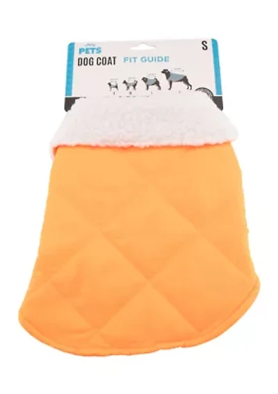 Quilted Dog Coat with Sherpa