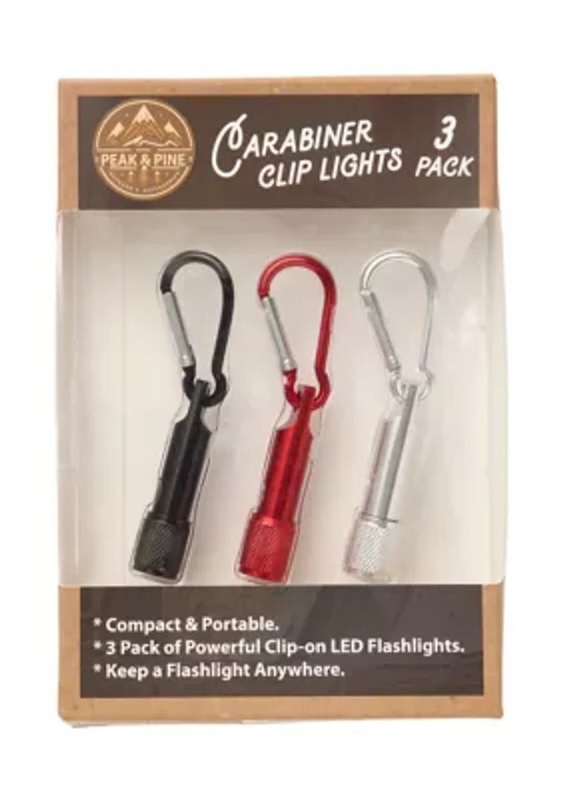 Carabiner Clip Flashlights - 3 Pack