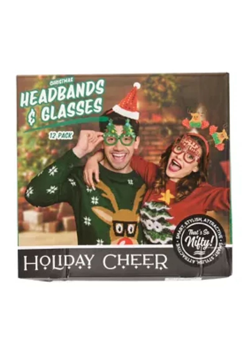 12 Piece Christmas Headbands and Glasses