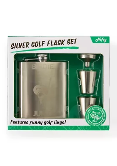 Silver Golf Flask Set
