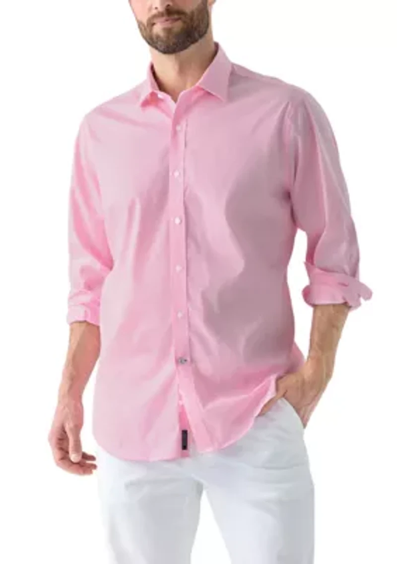 Solid Cotton Blend Dress Shirt