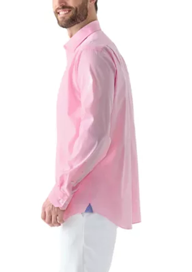 Solid Cotton Blend Dress Shirt