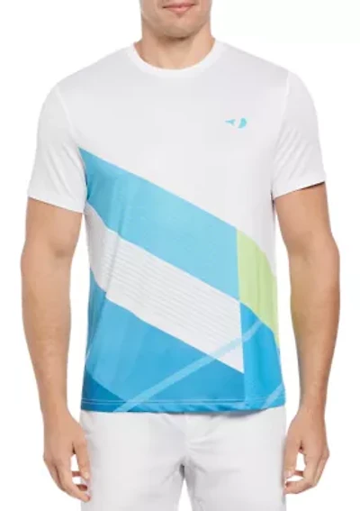 Men's Short Sleeve Asymmetric Front Panel Crew Neck T-Shirt