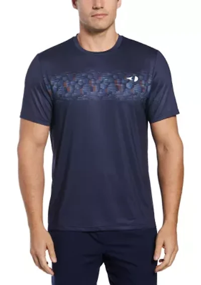 Men's Short Sleeve Allover Tennis Printed Geo Crew Neck T-Shirt