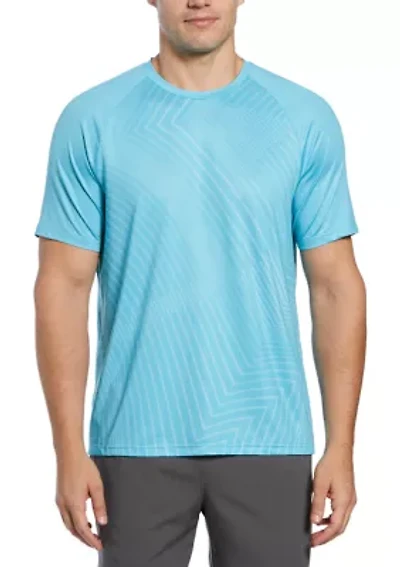 Men's Short Sleeve Linear Ergo Printed Crew Neck T-Shirt