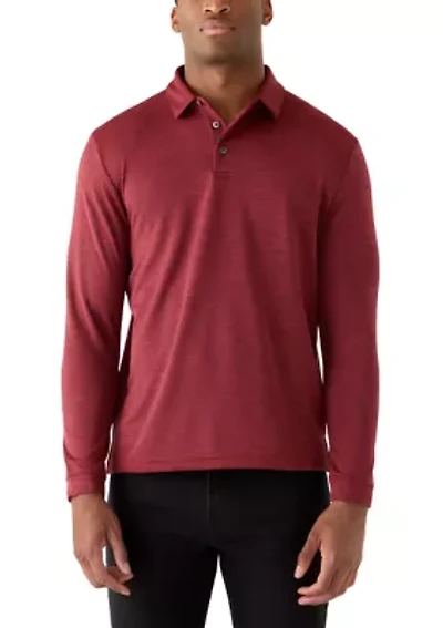 Men's Long Sleeve Houndstooth Polo Shirt