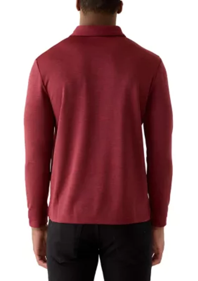 Men's Long Sleeve Houndstooth Polo Shirt