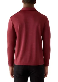 Men's Long Sleeve Houndstooth Polo Shirt