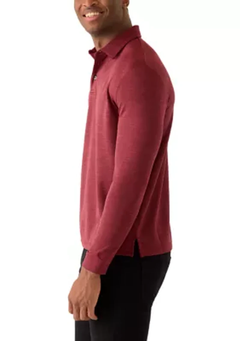 Men's Long Sleeve Houndstooth Polo Shirt