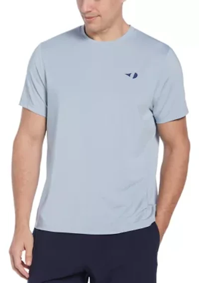 Men's Short Sleeve Pinhole Mesh Crew Neck T-Shirt