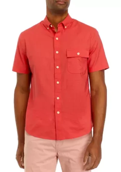 Short Sleeve Flap Pocket Woven Shirt