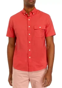 Short Sleeve Flap Pocket Woven Shirt