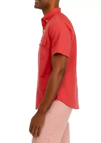 Short Sleeve Flap Pocket Woven Shirt