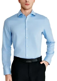 Men's Textured Trim Collar Button Down Shirt