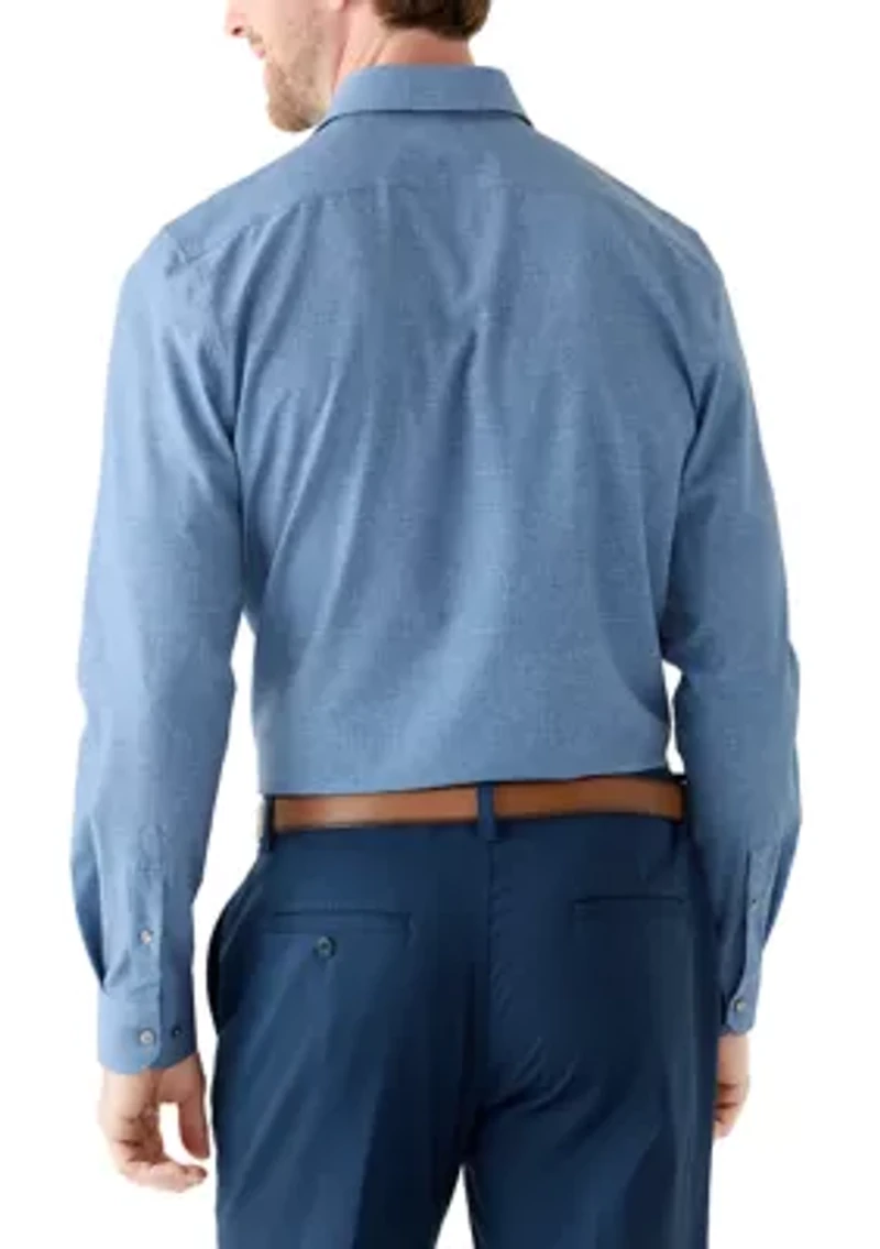 Chambray Print Tech Performance Button-Down Shirt