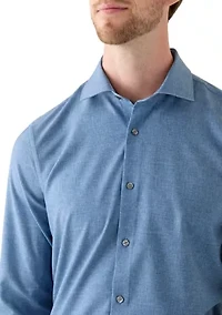 Chambray Print Tech Performance Button-Down Shirt