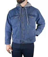 Men's Hooded Fleece Denim Jacket