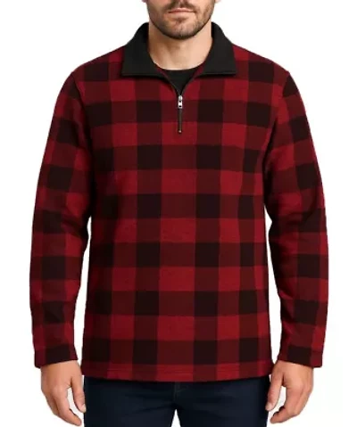 1/4 Zip Plaid Fleece Pullover
