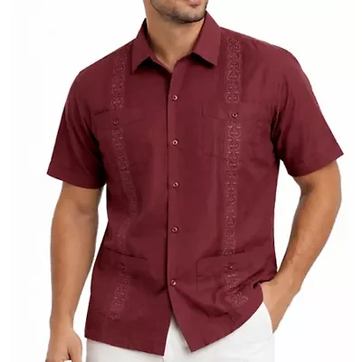 Mens Guayabera Short Sleeve Button-Down Shirt