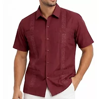 Mens Guayabera Short Sleeve Button-Down Shirt
