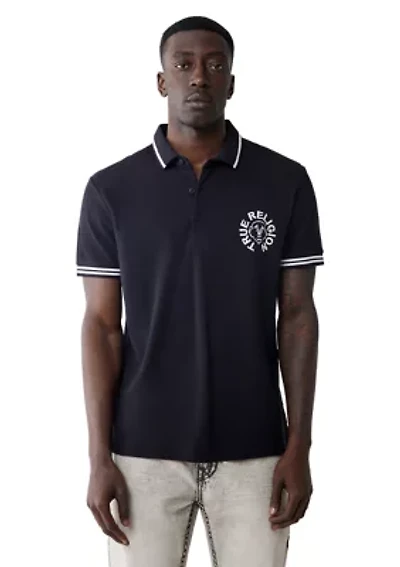 Men's Short Sleeve Buddha Logo Polo Shirt