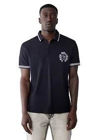 Men's Short Sleeve Buddha Logo Polo Shirt