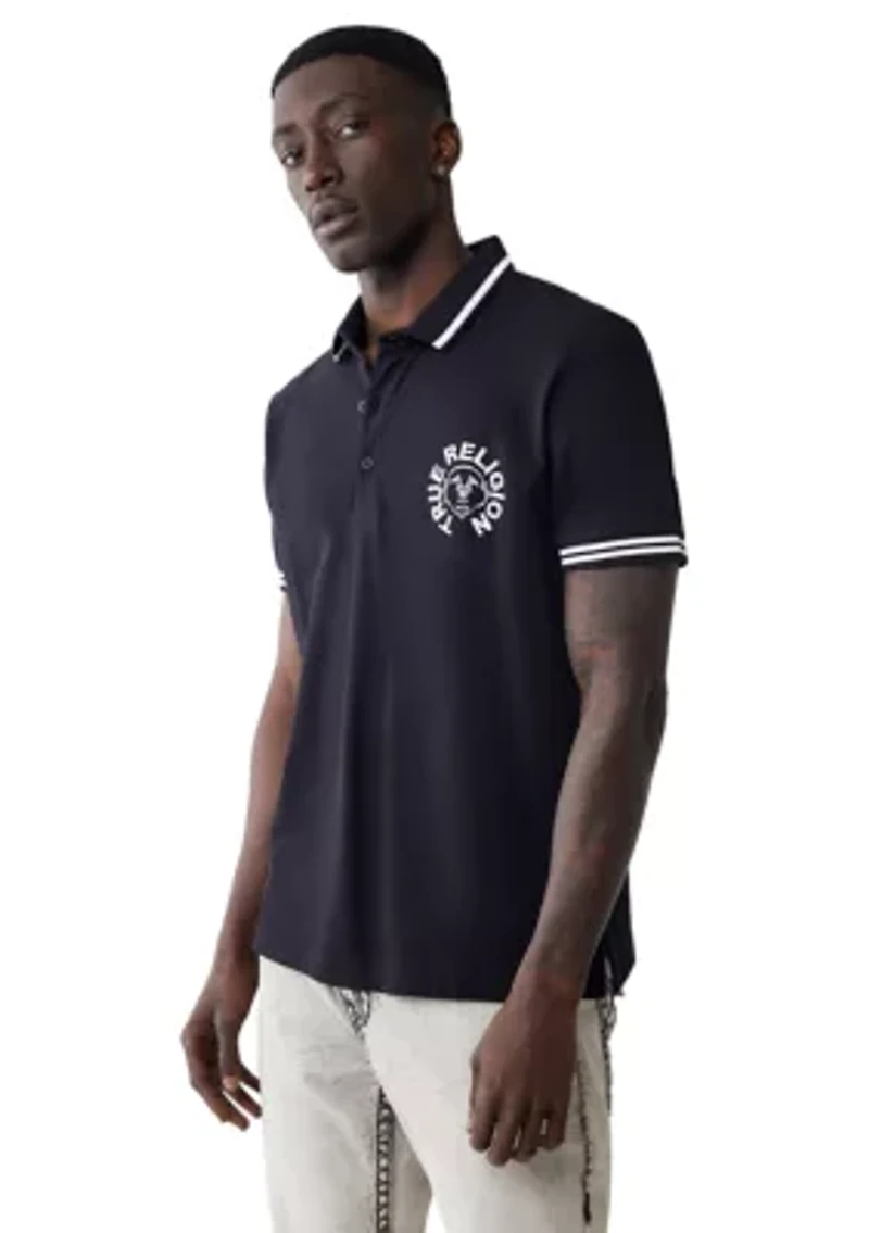 Men's Short Sleeve Buddha Logo Polo Shirt