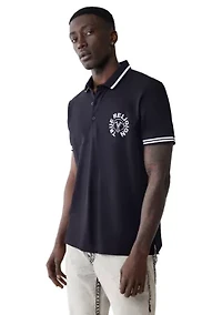 Men's Short Sleeve Buddha Logo Polo Shirt