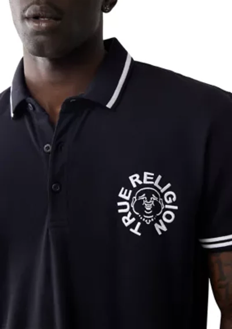 Men's Short Sleeve Buddha Logo Polo Shirt