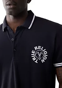 Men's Short Sleeve Buddha Logo Polo Shirt