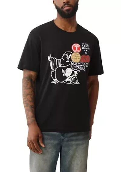 Patched Buddha Logo Short Sleeve T-Shirt