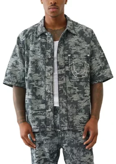 Jacquard Short Sleeve Denim Shirt