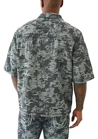Jacquard Short Sleeve Denim Shirt