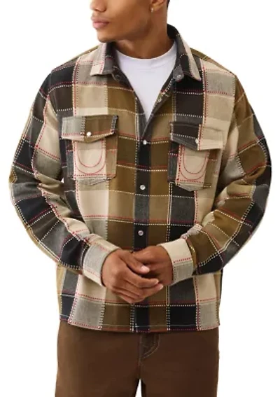 Big T Long Sleeve Boxy Plaid Shirt