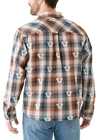 Oversized Horseshoe Long Sleeve Flannel Shirt