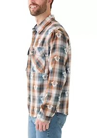 Oversized Horseshoe Long Sleeve Flannel Shirt