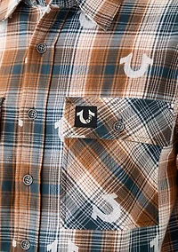 Oversized Horseshoe Long Sleeve Flannel Shirt