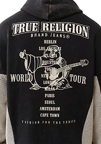 Mesh Inset Zip Long Sleeve Hoodie
