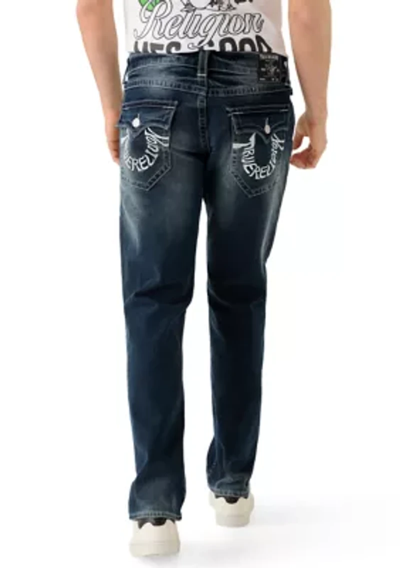Men's Ricky Straight Fit Sticthed Pocket Logo Jeans