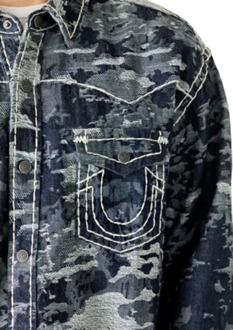 Men's Super T Jacquard Long Sleeve Denim Shirt