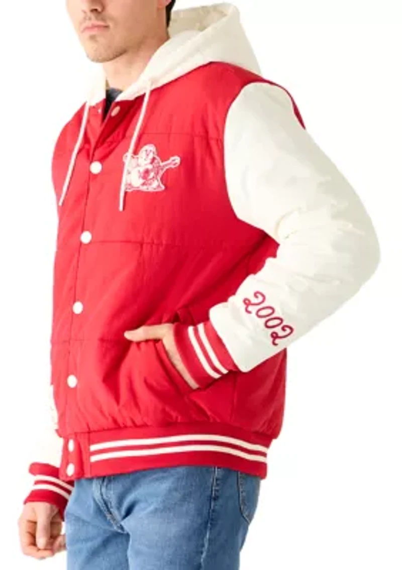 Varsity Hooded Mylon Puffer Jacket
