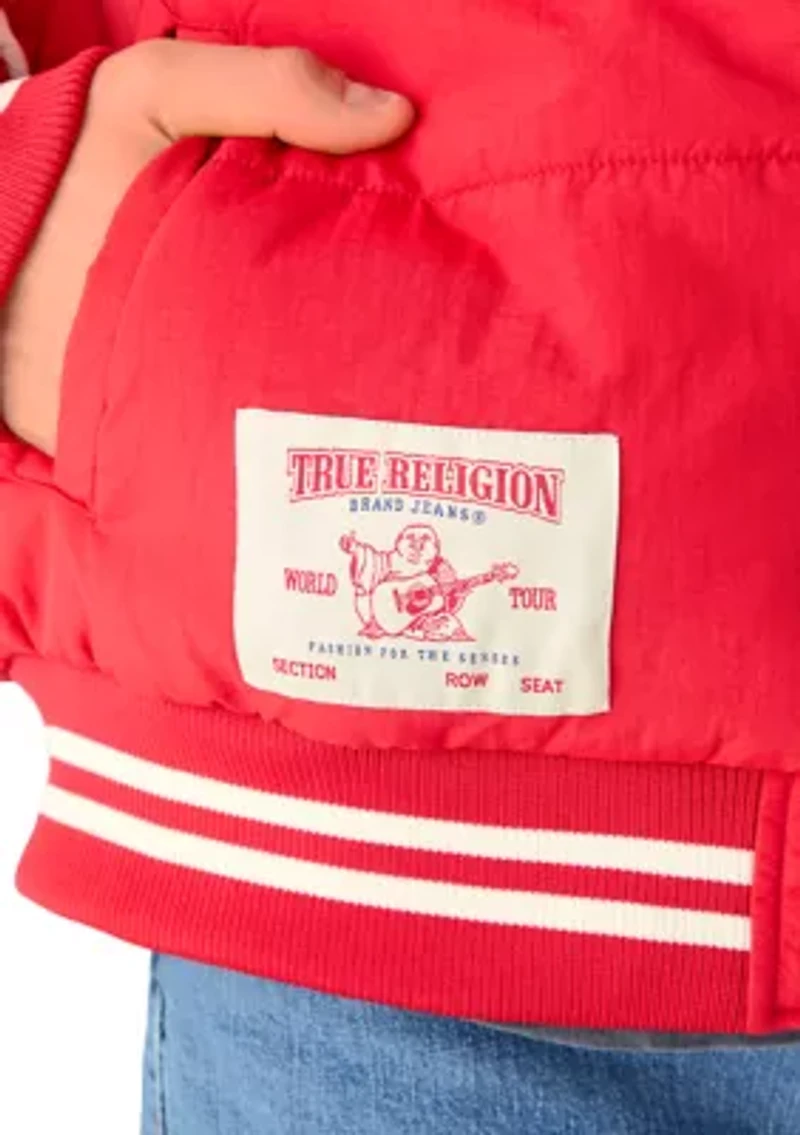 Varsity Hooded Mylon Puffer Jacket